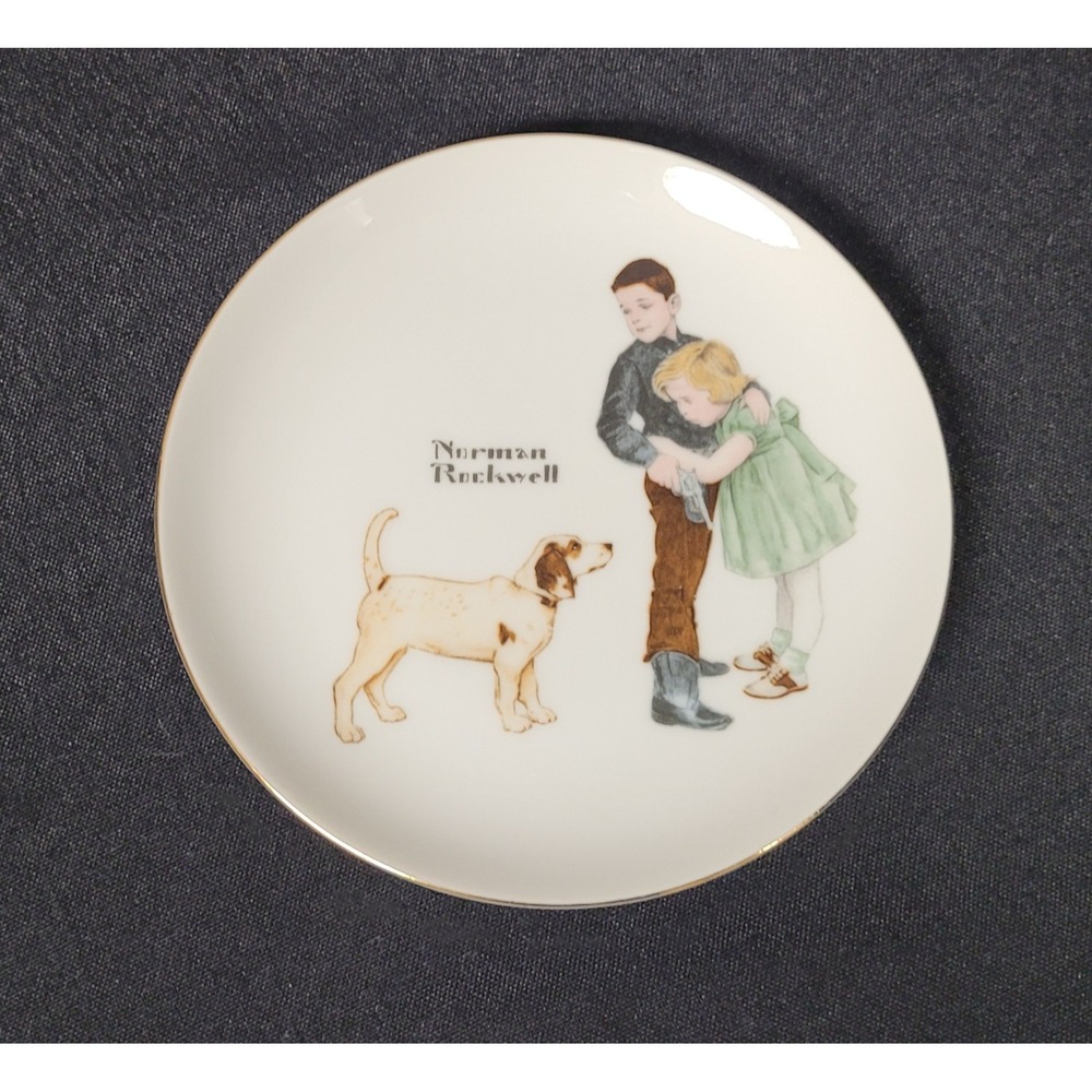 Vtg 1980s Norman Rockwell Big Brother Collector Plate Limited Series Japan 6.5"